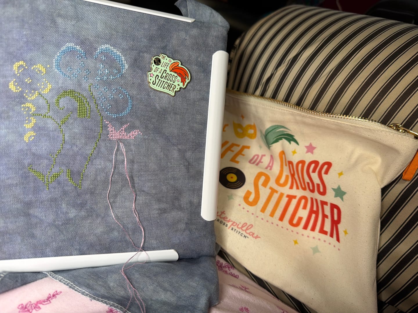 Customer photo review of The Life of a Cross Stitcher Project Bag