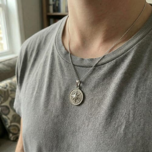 Customer photo review of Compass Pendant (White Gold)