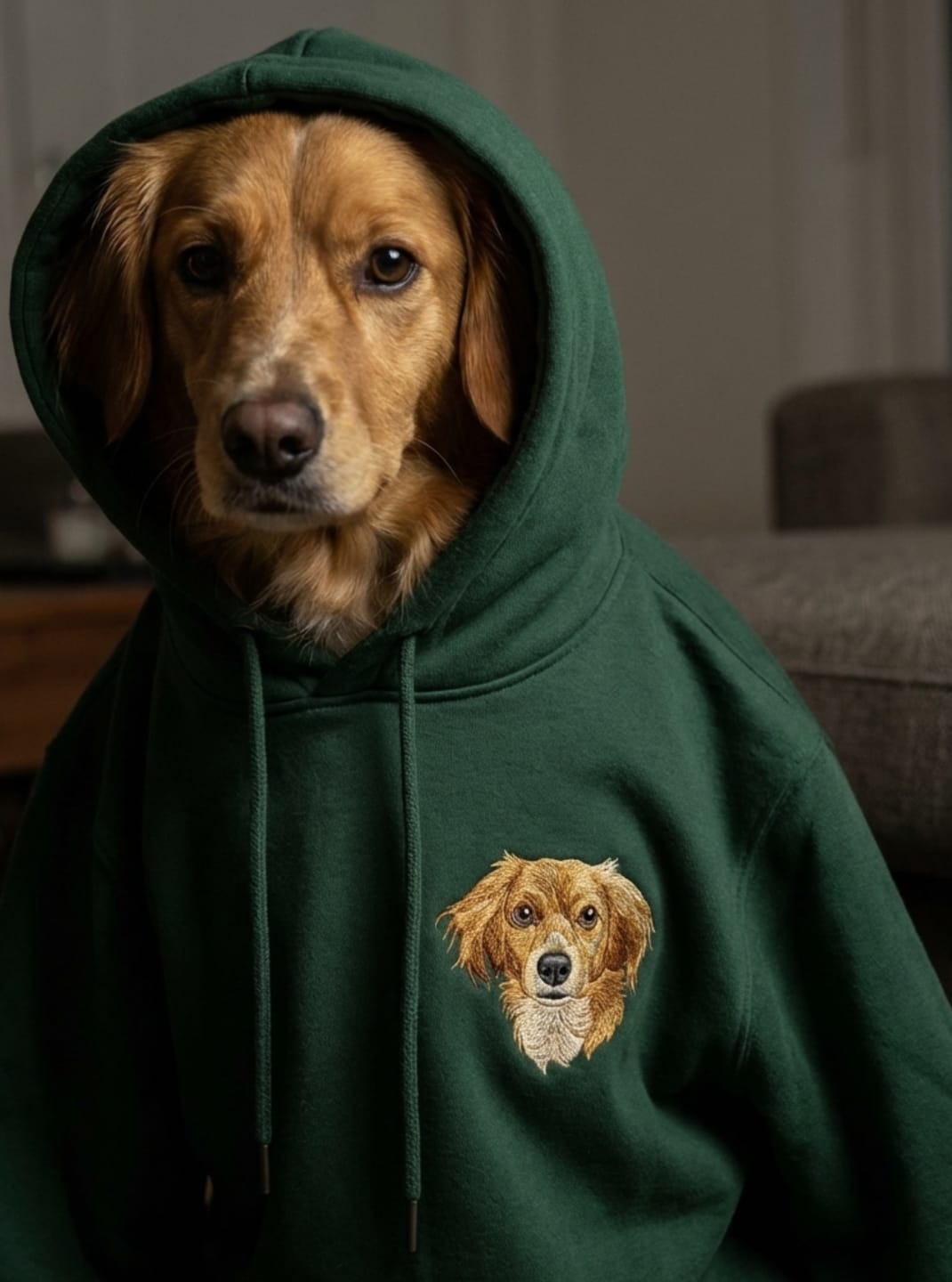Customer photo review of Custom Full-Color Embroidered Pet Portrait Hoodie