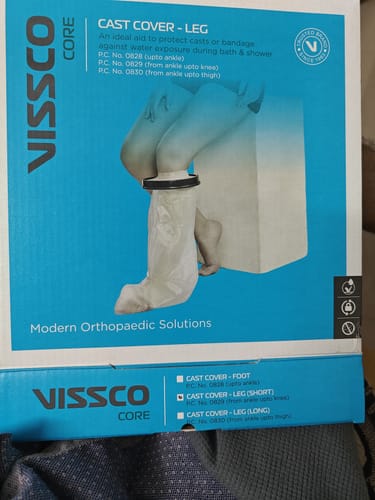 Customer photo review of Cast Cover - Leg | Cast Cover for Left & Right Leg (1 Piece) | Protects Bandage From Water Exposure during Bath & Shower (Grey)