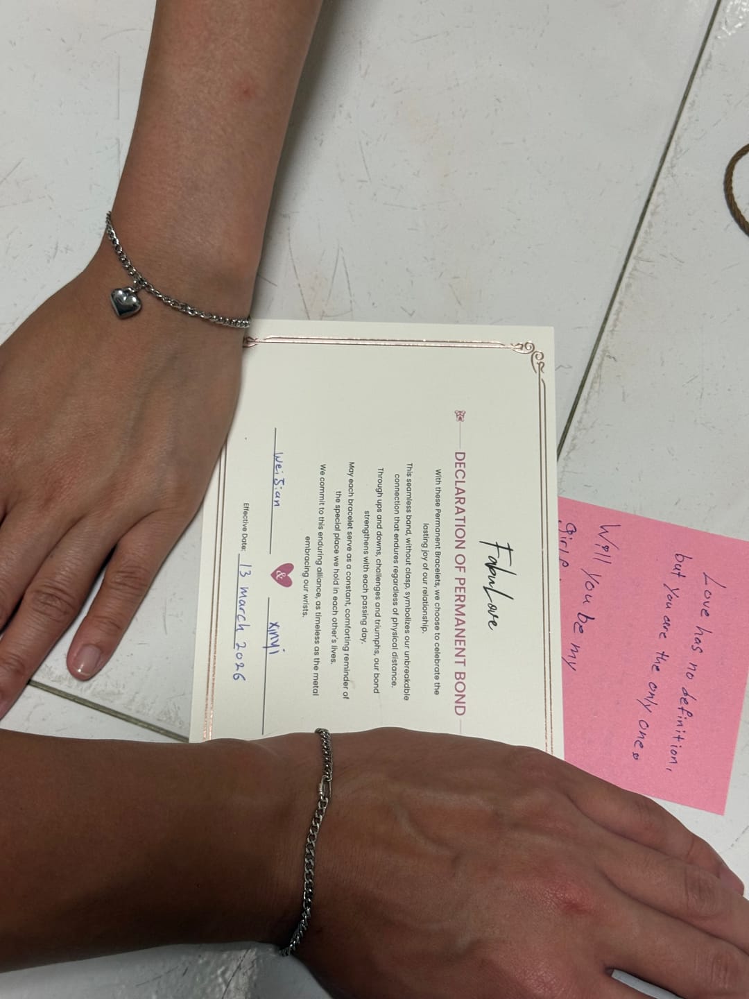 Customer photo review of Permanent Bracelet Heart Charm