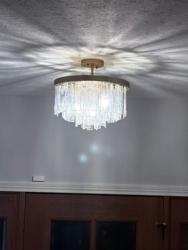 Customer photo review of Tiered Hammered Water Glass Round Semi Flush Mount
