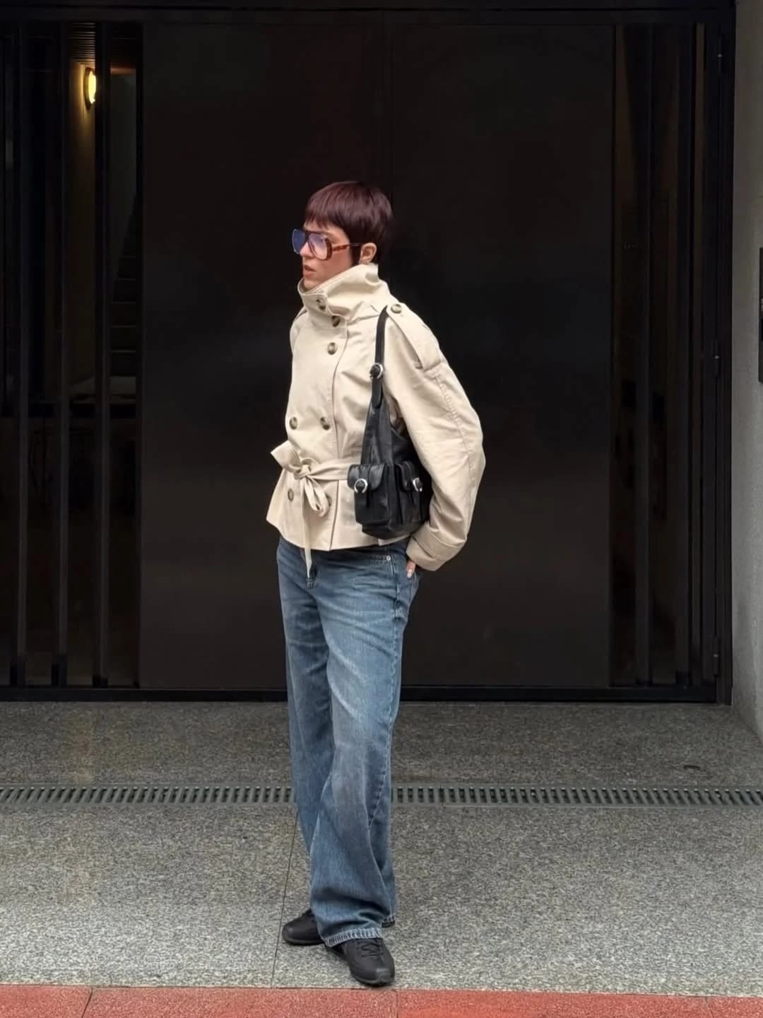 Customer photo review of Thea Belted Short Trench Coat
