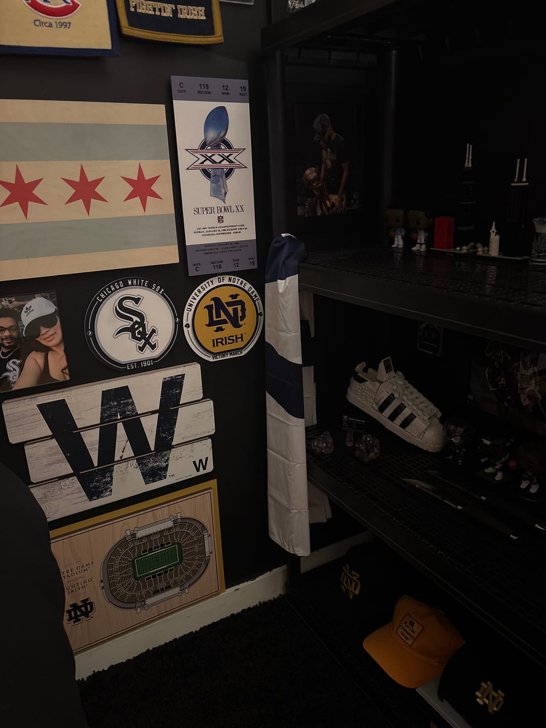 Customer photo review of Notre Dame "ND" Double Play On the Shelf or on the Wall Art