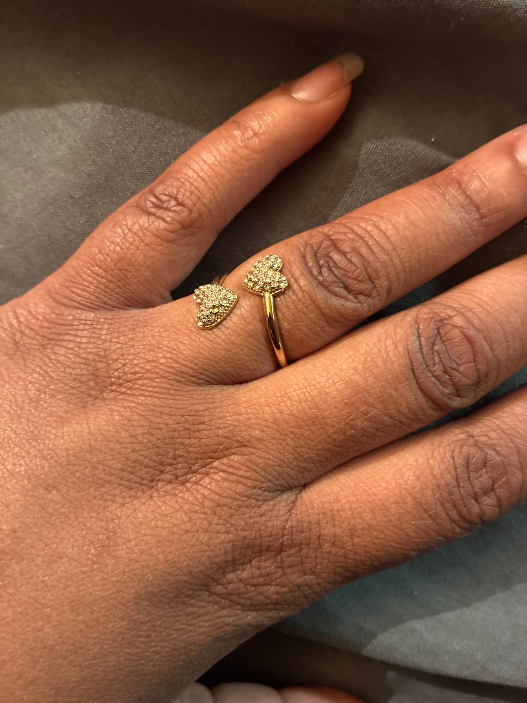 Customer photo review of Open Iced Heart Ring
