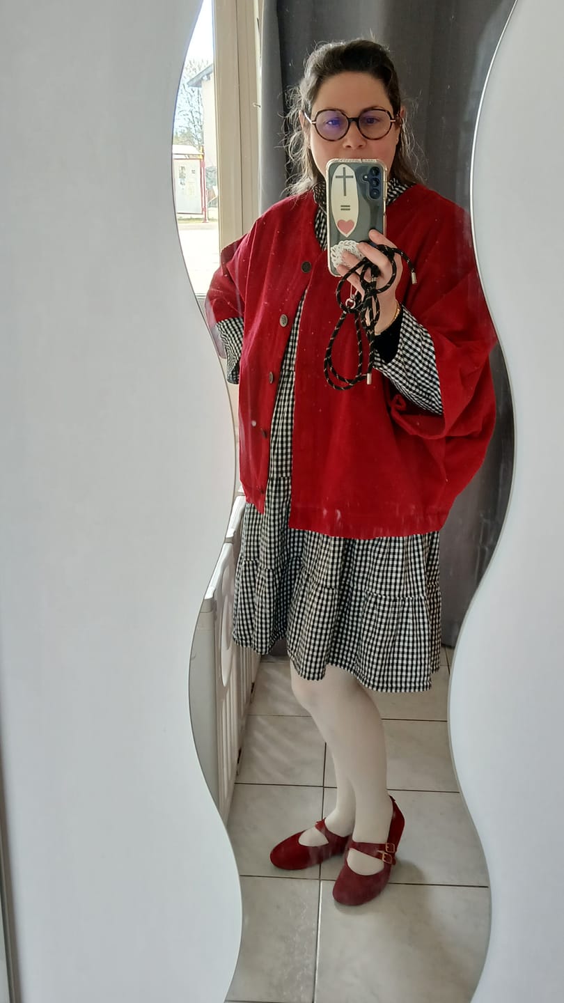 Customer photo review of Veste kimono Yoko - velours côtelé grenat