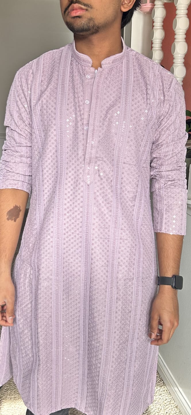 Customer photo review of Lavender Chikankari Kurta ( Loose Fit)