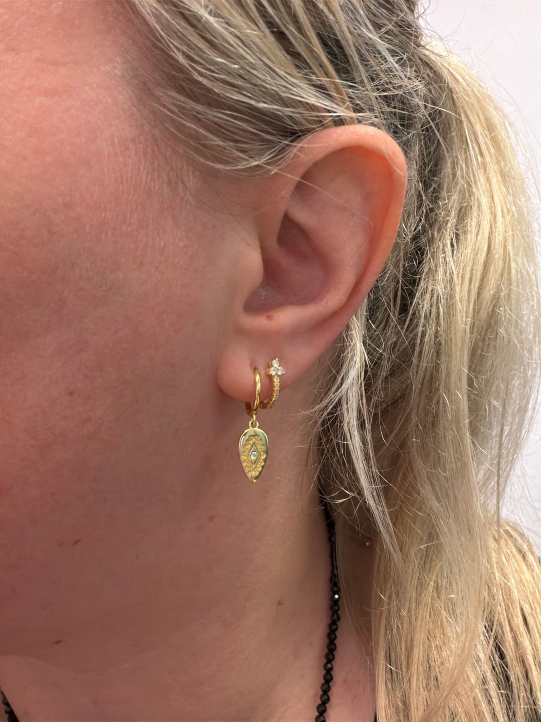 Customer photo review of Boho Evil Eye Hoop Earrings