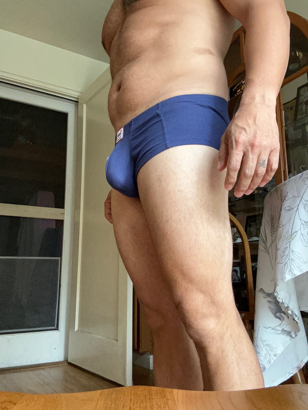 Customer photo review of 2 Pack Men's Soft Solid Color Simple Comfortable Breathable Trunks