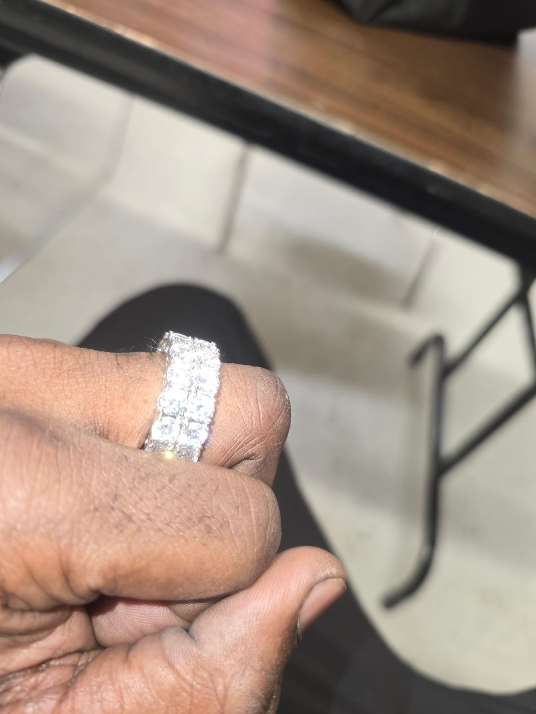 Customer photo review of Moissanite Double Row Ring - Silver - D Colour - VVS1