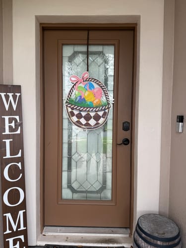 Customer photo review of Easter Basket Checkerboard Door Hanger