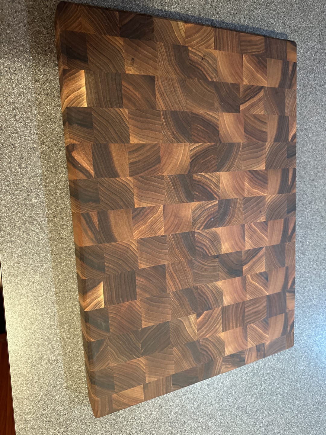 Customer photo review of Personalized Double-sided Walnut  End Grain Cutting Board