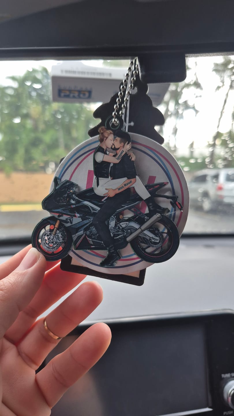 Customer photo review of Kissing Motorcycle Couple - Personalized Ornament For Him, For Her, Motorcycle Lovers