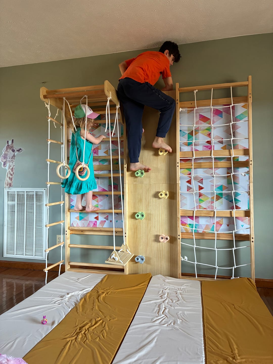 Customer photo review of Walnut | Swedish Ladder Jungle Gym - 79" Height - Wall Mounted