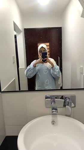 Customer photo review of Love Me Blue Pullover