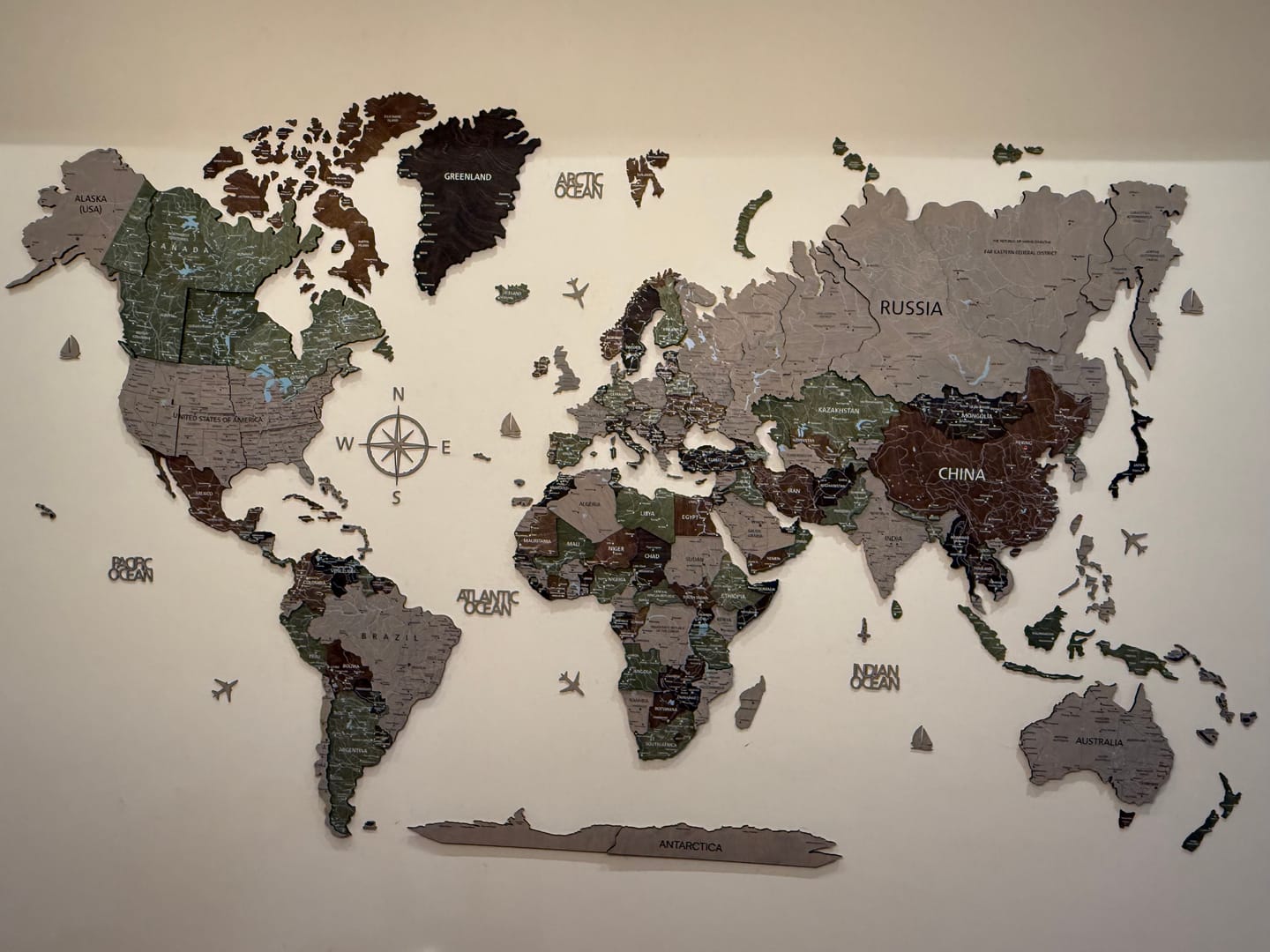 Customer photo review of 3D Wood World Map -Light Rustic