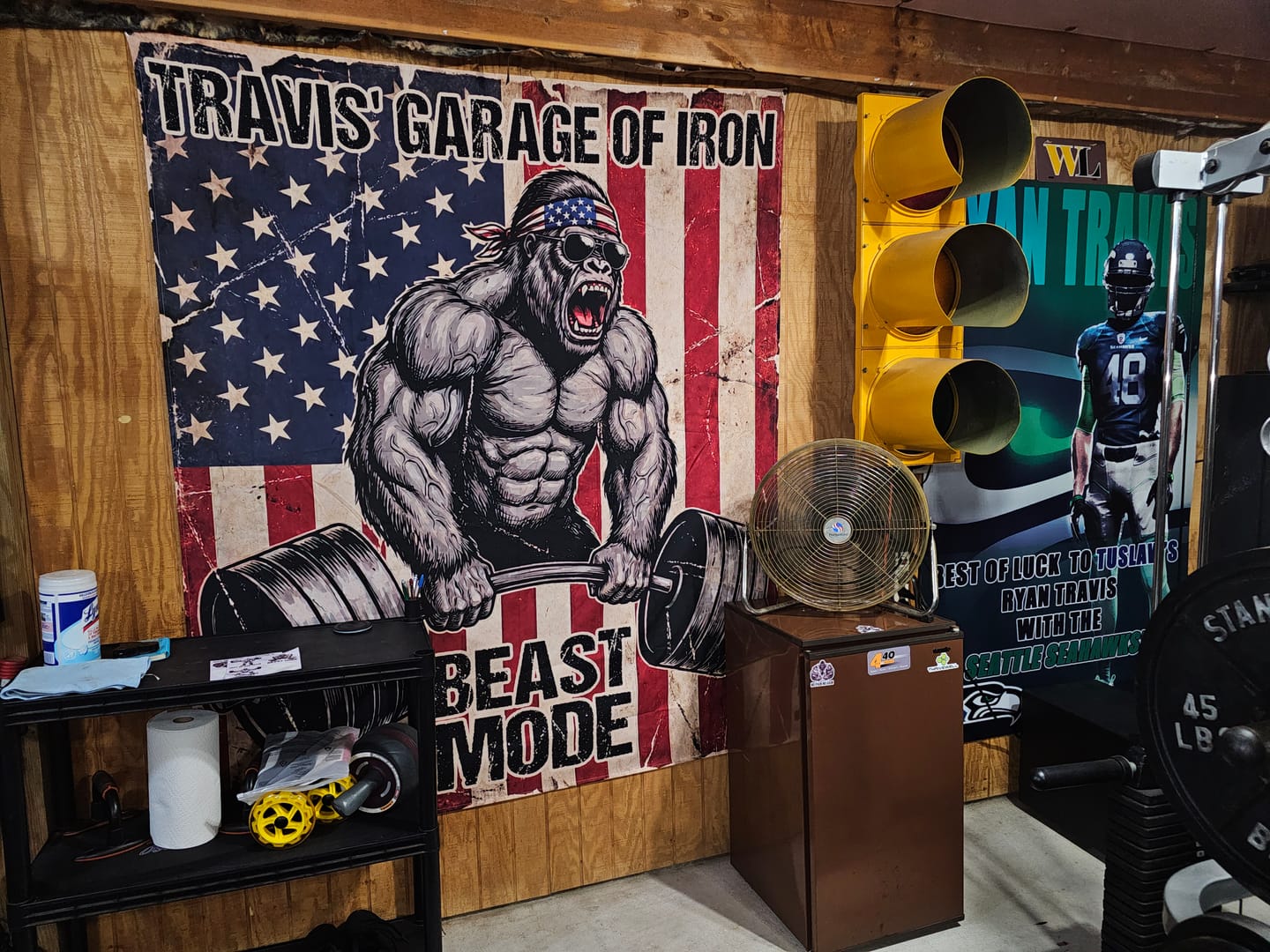 Customer photo review of American Iron Beast Custom Gym Flag Garage Wall Art 11501