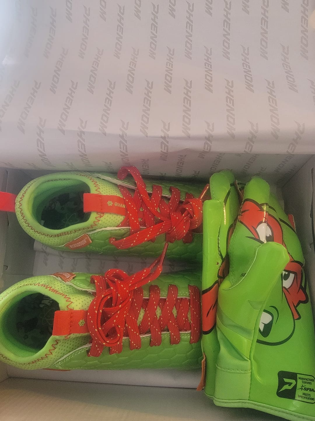 Customer photo review of Ninja Turtles: Raphael Football Cleats – Quantum Speed 2.0 by Phenom Elite