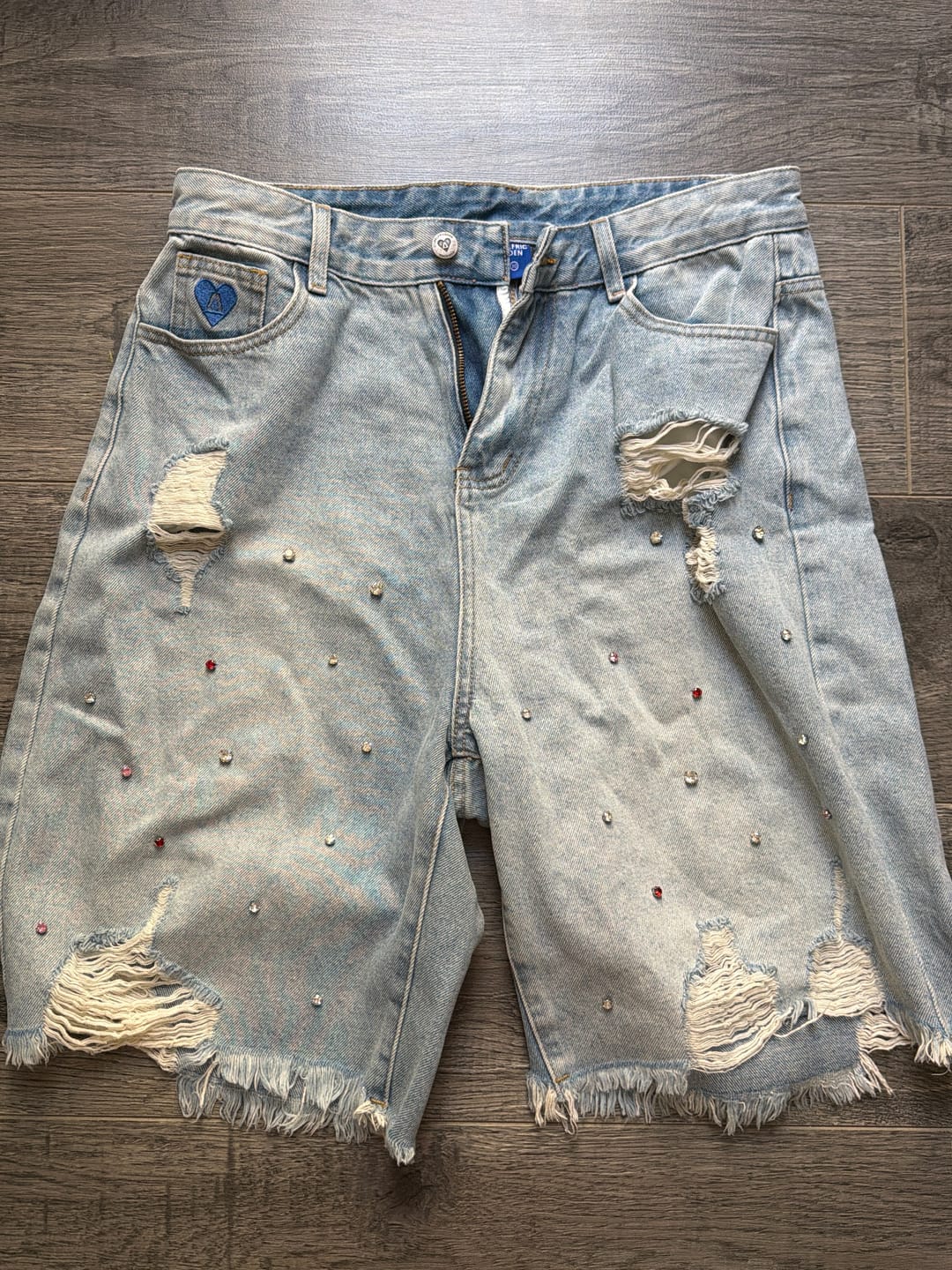 Customer photo review of Aelfric Eden Rhinestone Application Jorts