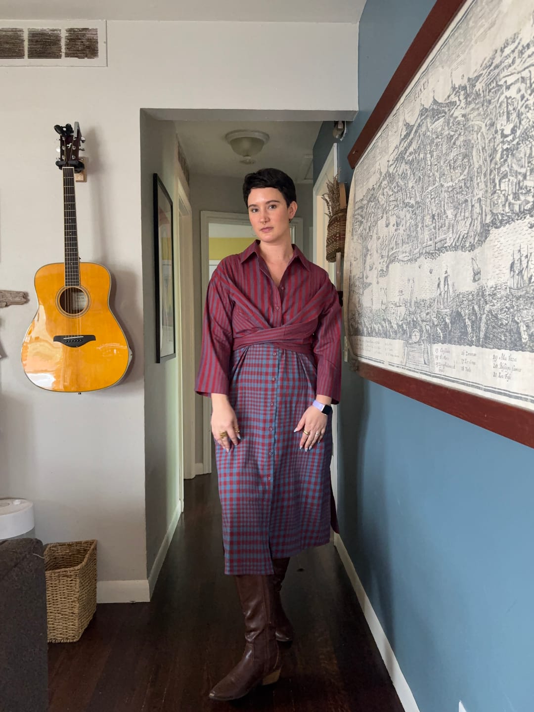 Customer photo review of ALEXANDRA SHIRT DRESS | BEACON STRIPE X CHEX