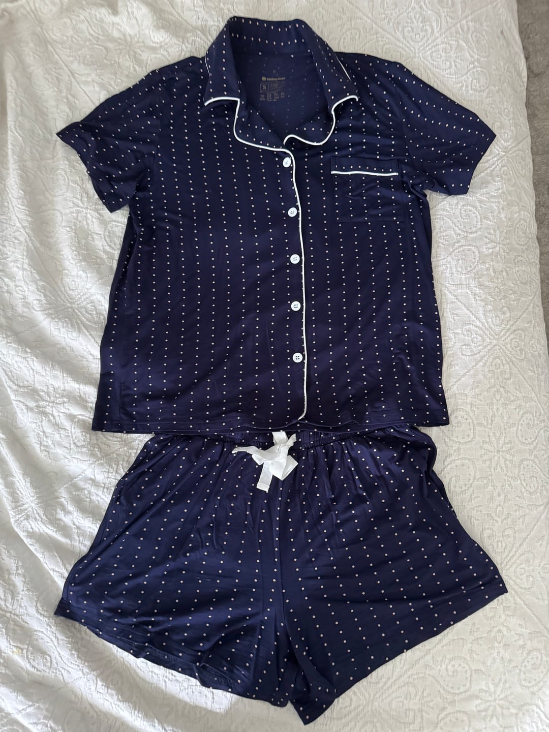 Customer photo review of Navy Bamboo Short PJ Set – Dorothy