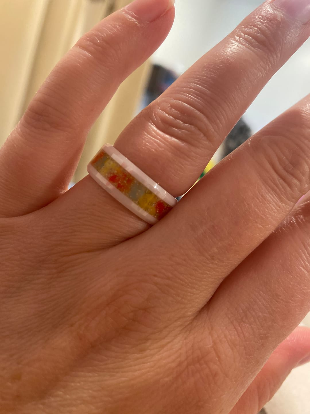 Customer photo review of Glass Frit Ring with Cremation Ashes