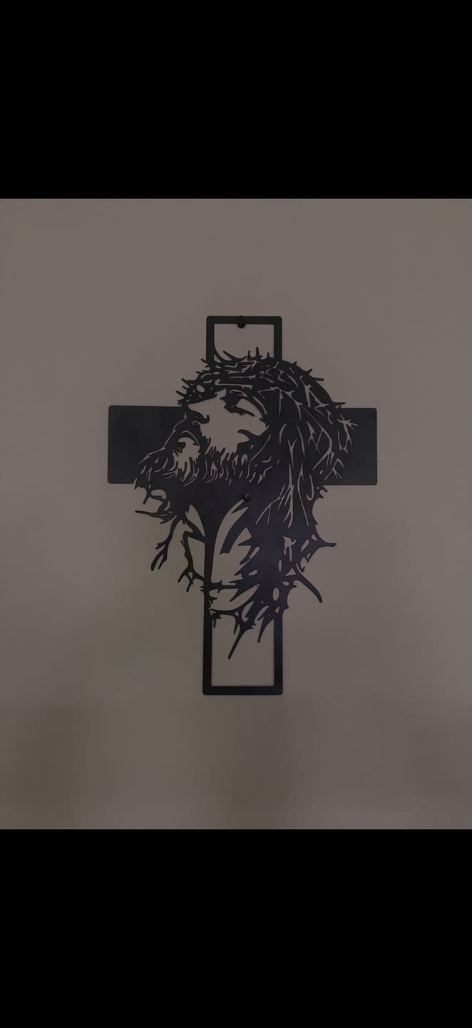 Customer photo review of Christianartworkshop Crown of Thorns Jesus Cross Metal Wall Decor: Heartfelt Faith Statement
