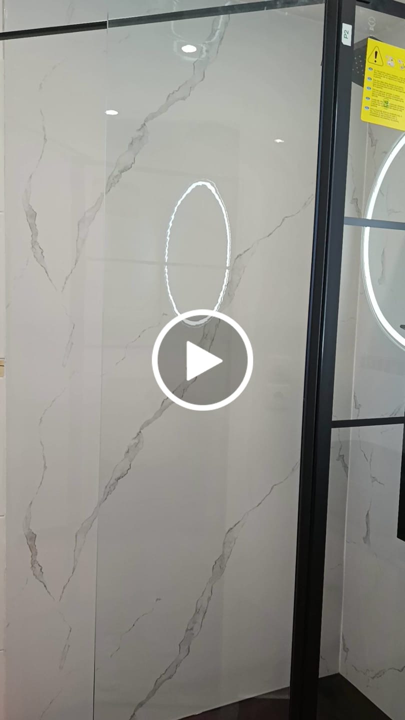 Customer video review of Panneau PVC Effet Marbre Blanc – Étanche Salle de Bain / Douche