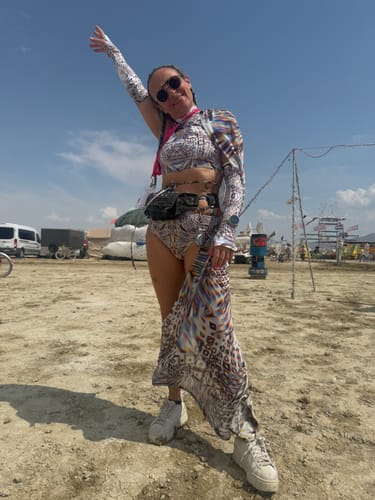 Customer photo review of Oblivion Spiral Cutout Rave Shorts