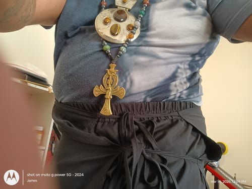 Customer photo review of Men's Contrast Tie Rope Apron Style Loose Pant SKUL51261