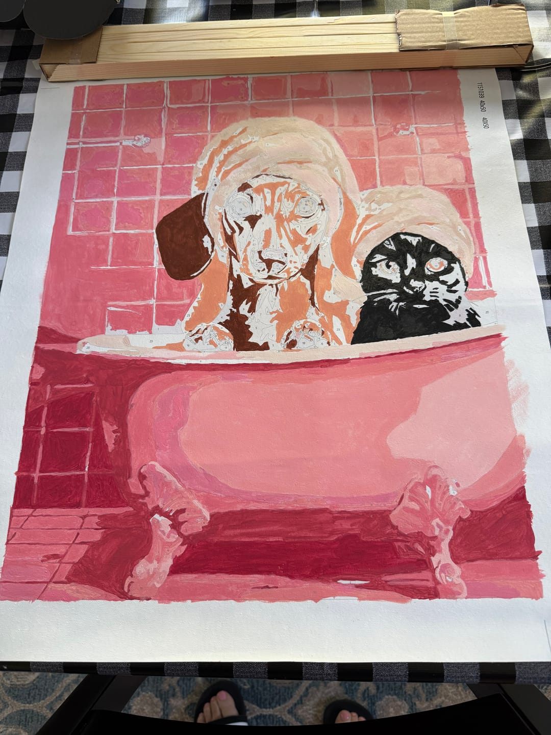 Customer photo review of Dachshund & Cat in Bath | Paint by Number