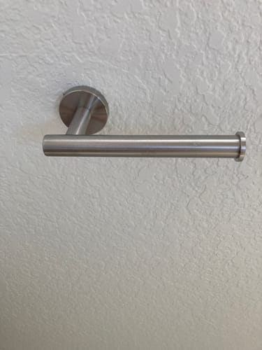 Customer photo review of Post Toilet Paper Holder Wall Mounted in Brushed Nickel