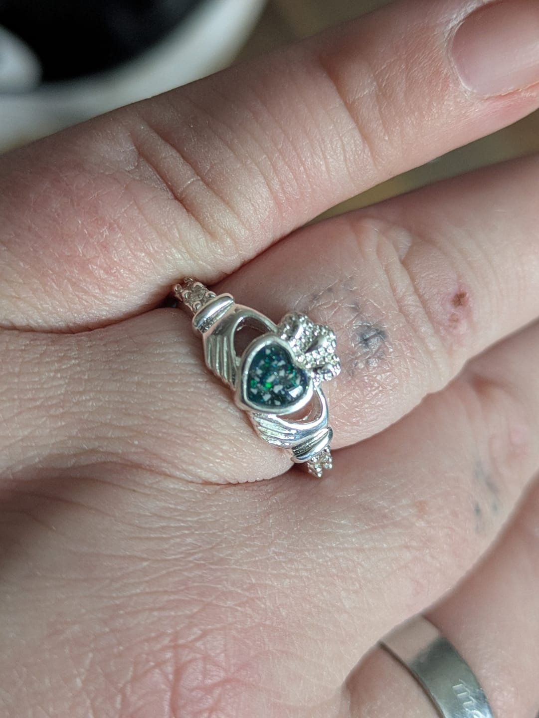 Customer photo review of Cubic Zirconia Sparkle Claddagh Ring
