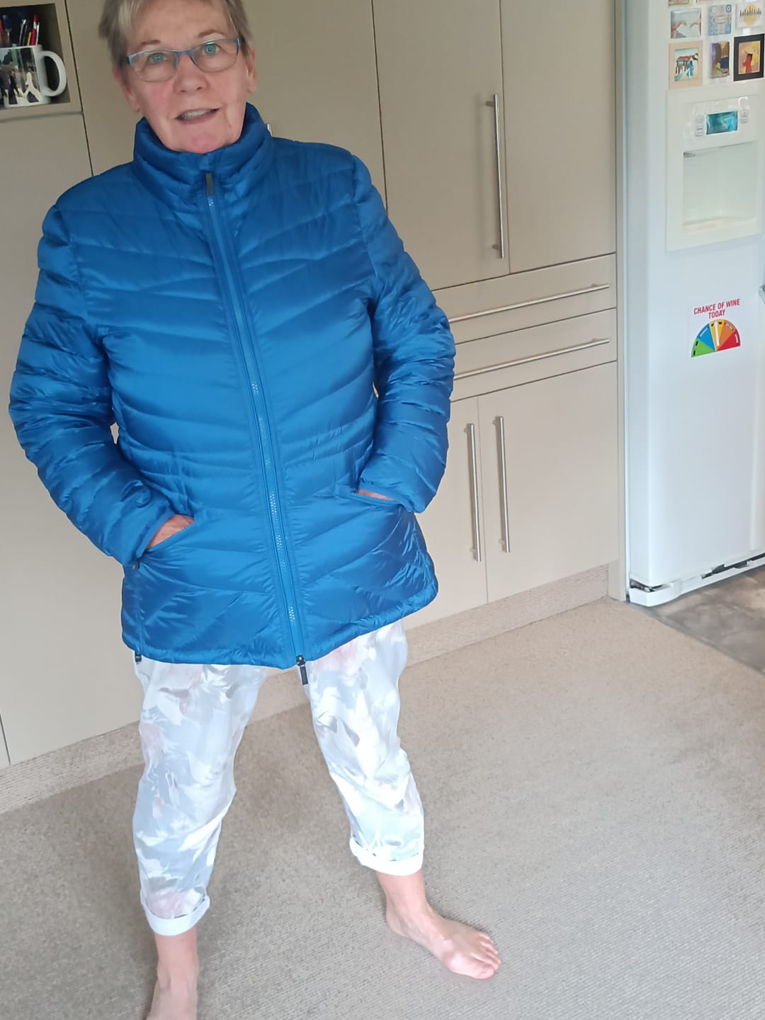Customer photo review of Cushla Women's 90/10 Packable Down Jacket - Imperial Blue