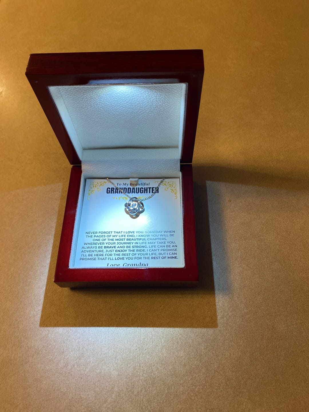 Customer photo review of To My Beautiful Granddaughter - Love Knot Gift Set - SS481GP