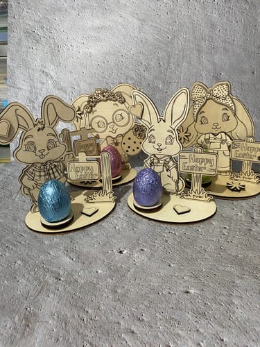 Customer photo review of 4 Happy Easter bunny egg holder laser cut svg file