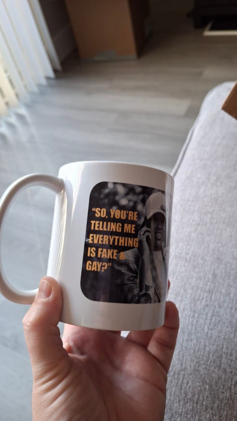 Customer photo review of Fake & Gay Mug