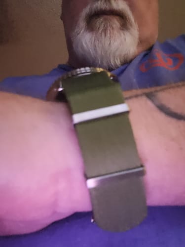 Customer photo review of Olive Green Nylon Watch Strap