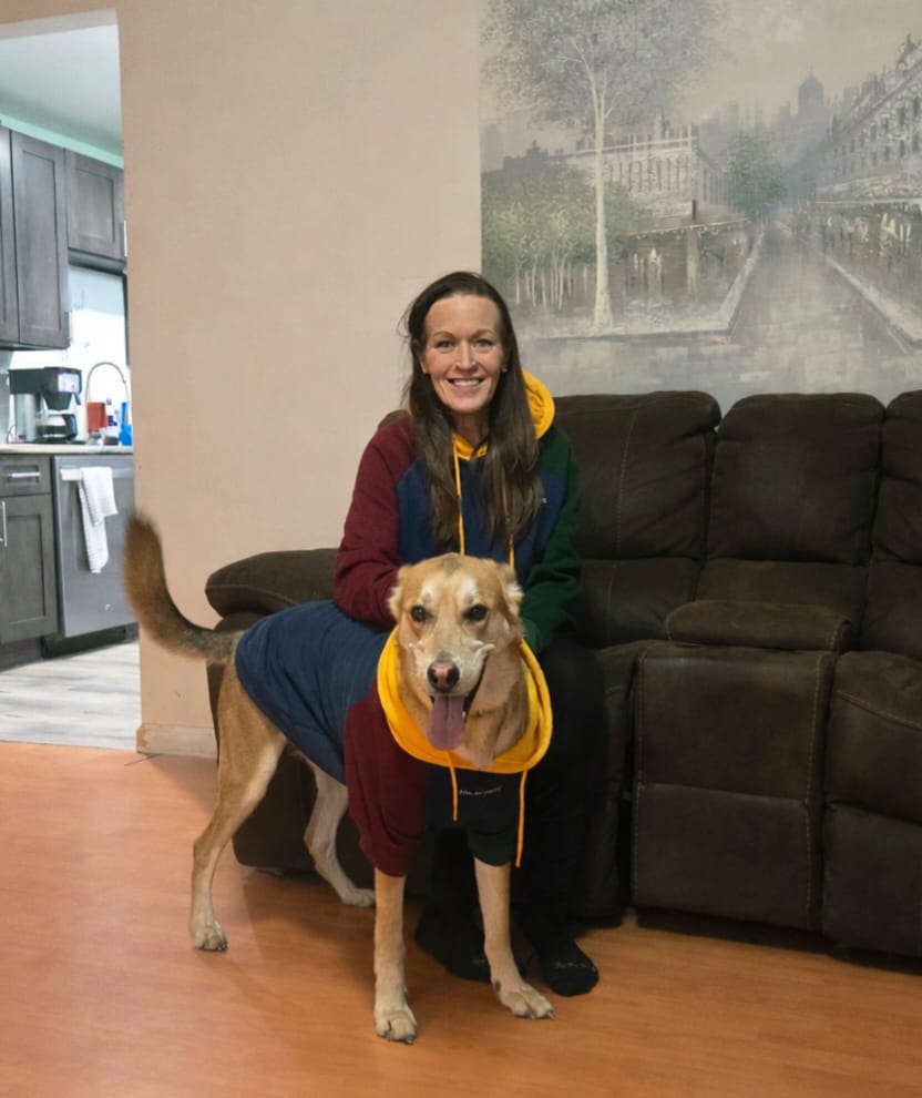 Customer photo review of Primary Color Block Dog Hoodie