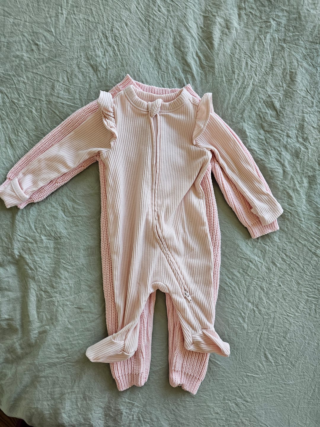 Customer photo review of Classic Chunky Knit Jumpsuit - Powder Pink
