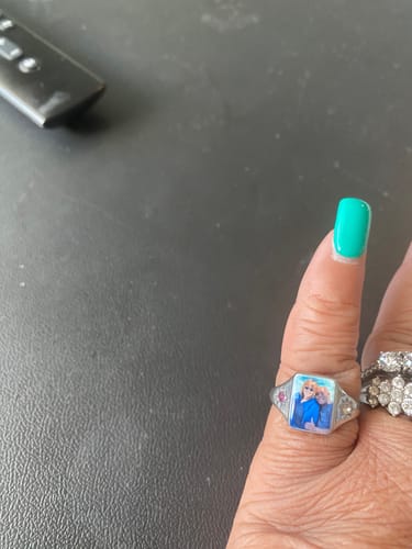 Customer photo review of Personalized Photo Birthstone Custom Ring