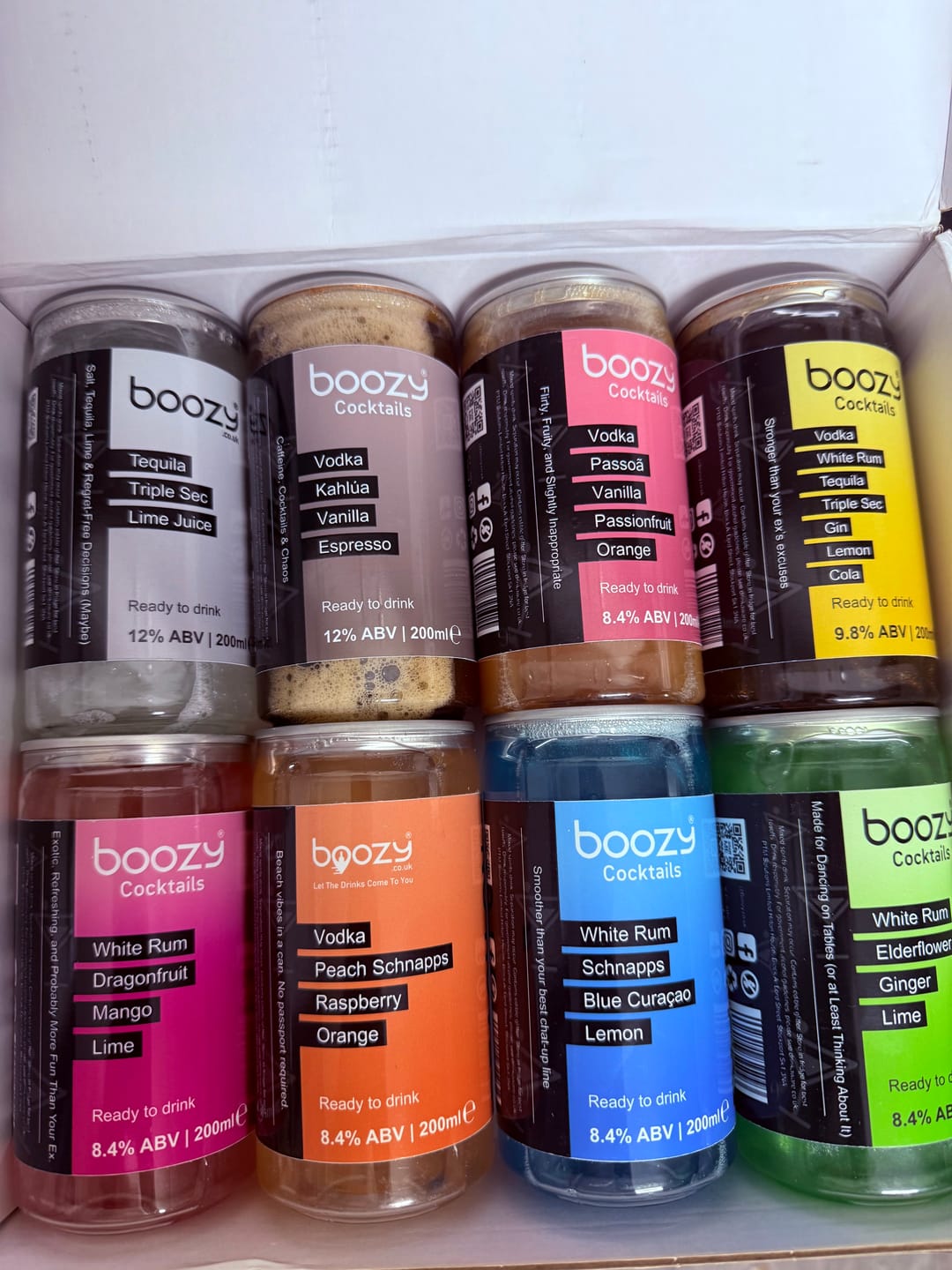 Customer photo review of Boozy Taster Pack | x8 Cocktails | 200ml each