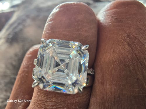 Customer photo review of Louily Elegant Asscher Cut Women's Engagement Ring In Sterling Silver