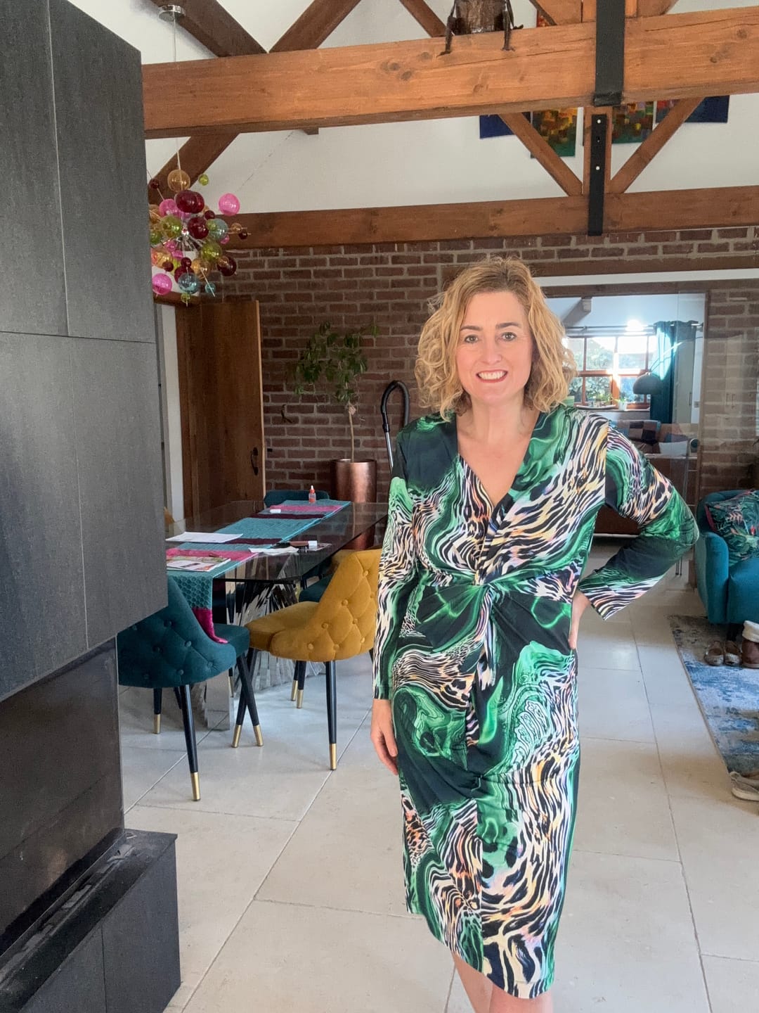 Customer photo review of Luxury Green Leopard Print Fabric Sold by Metre