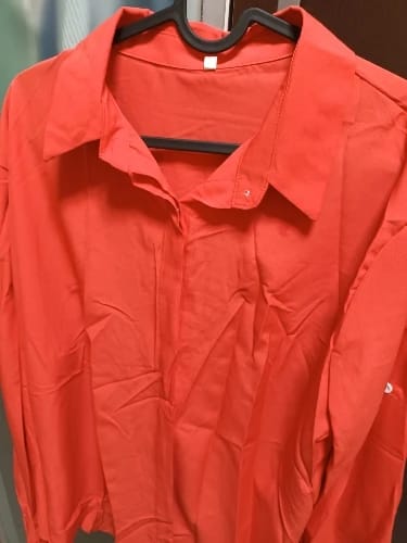 Customer photo review of 2024 Solid Button Front Shirt  Casual Turn Down Collar Office Work Shirt  Women's Clothing