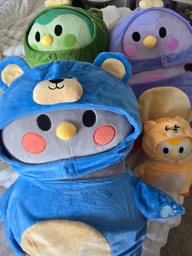 Customer photo review of Finch Plushie with Removable Costume - Your IRL Emotional Support Birb