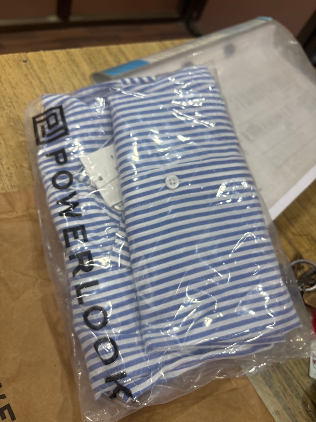 Customer photo review of Blue and White Regular fit Striped Full Sleeves Shirt