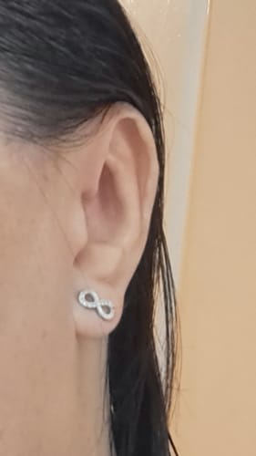 Customer photo review of Noelle Infinity Earrings