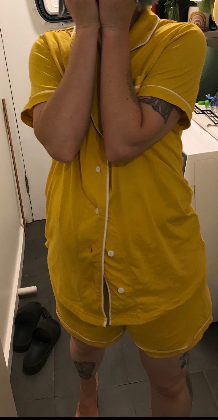 Customer photo review of Portsea Short Sleeve Organic Cotton PJ Set Saffron