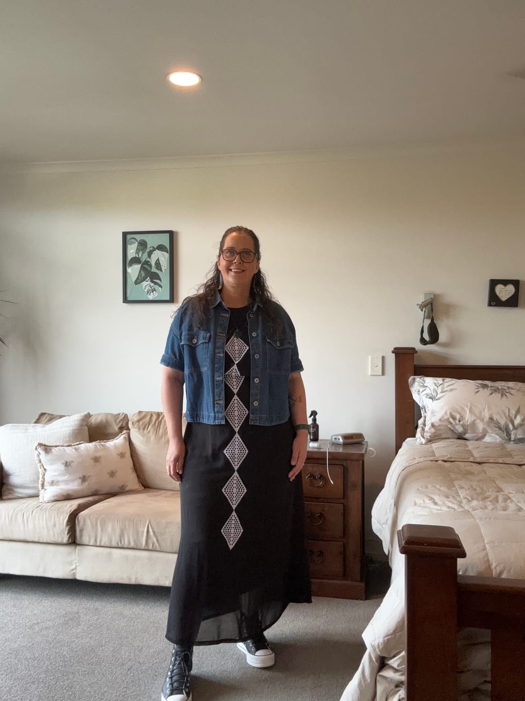 Customer photo review of Embroidered Taimana Chiffon Dress - Black